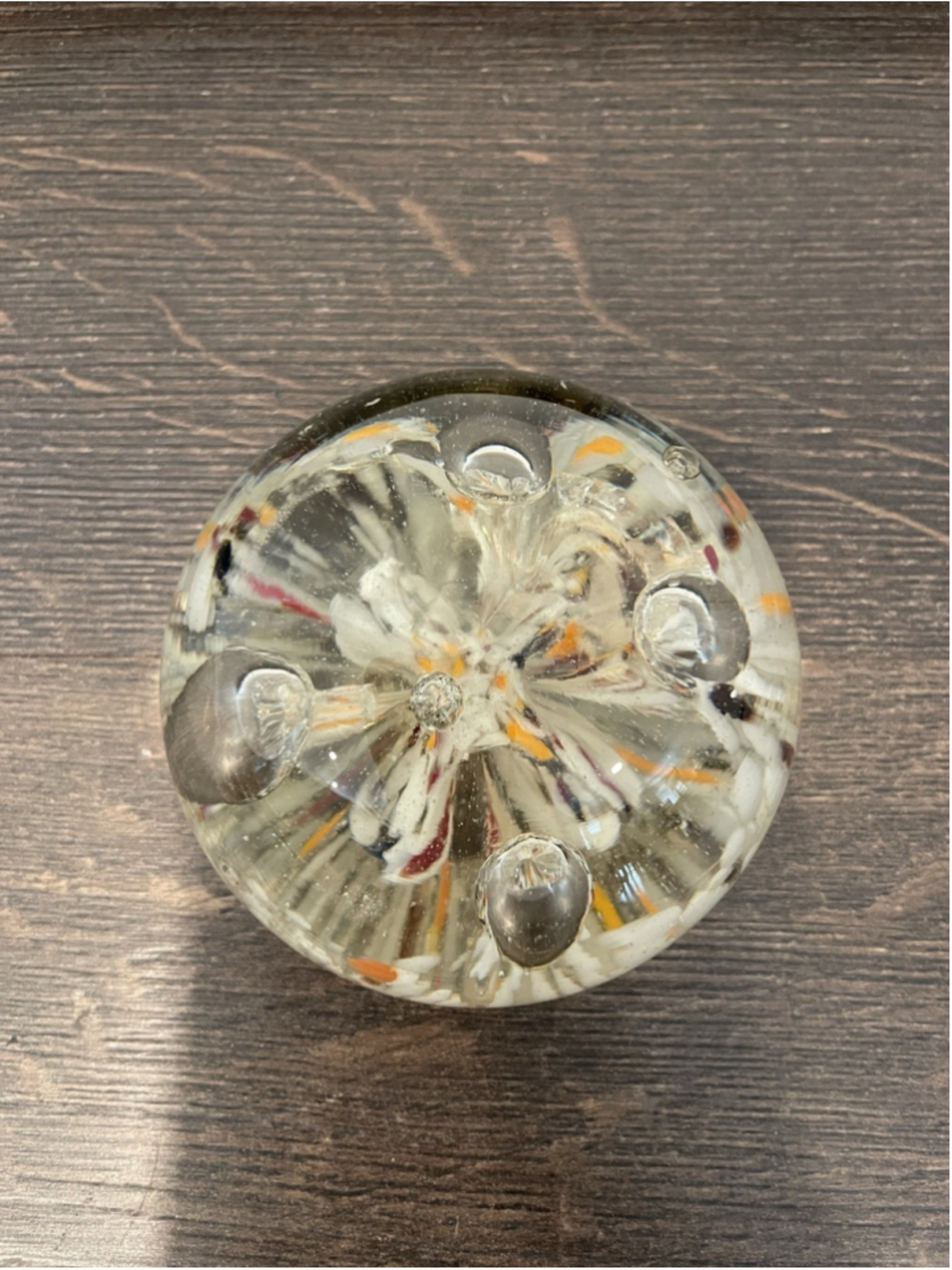 Multicolored Hand Blown Art Glass Paperweight Vintage